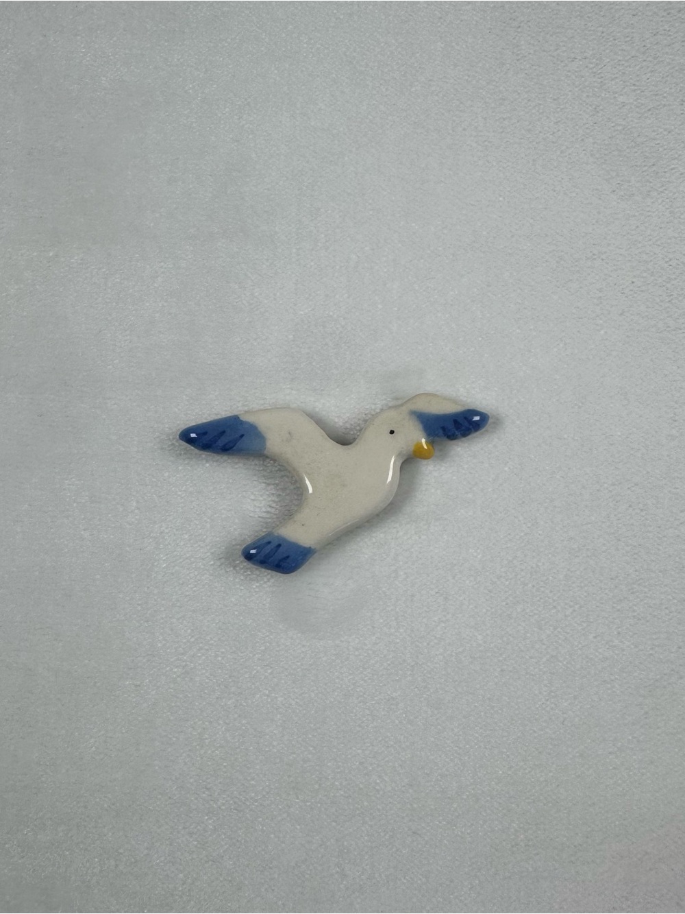 Vintage Avon Seagull Brooch in White, Blue and Yellow